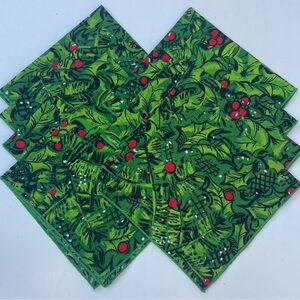 Vintage 1970s Green and Red Holiday Napkins